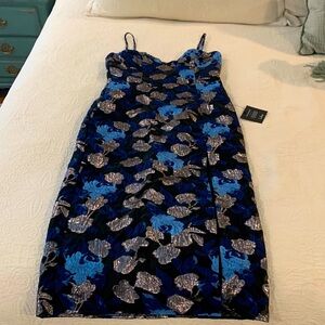 Black Floral Jacquard Midi Dress
